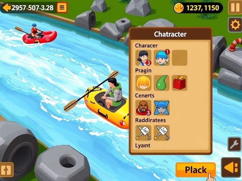 Rapids Runner Expedition gameplay screenshot showing whitewater rafting action